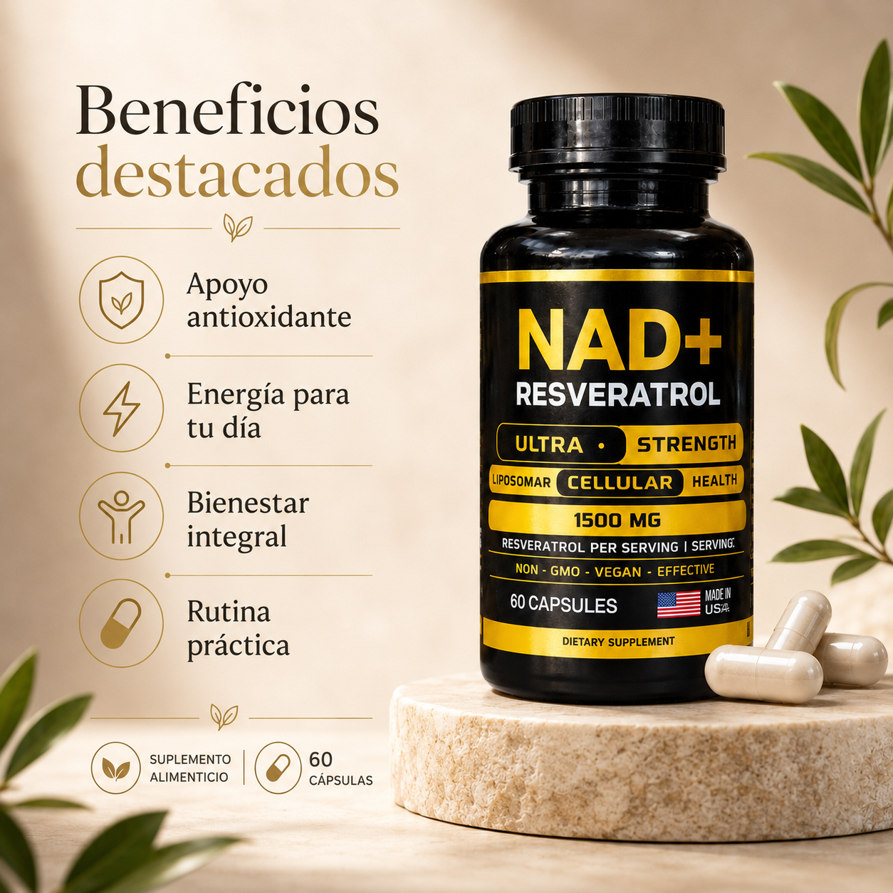 NAD+ Resveratrol 60 comprimidos