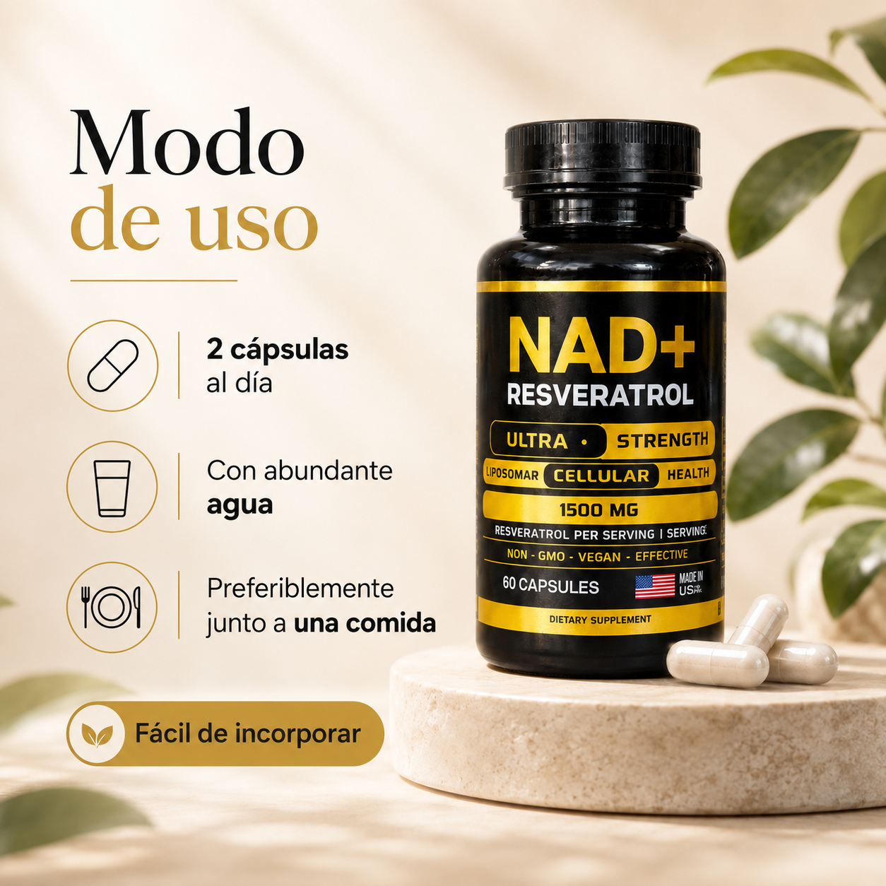 NAD+ Resveratrol 60 comprimidos